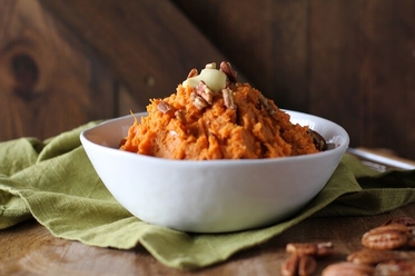 Maple Bourbon Mashed Sweet Potatoes